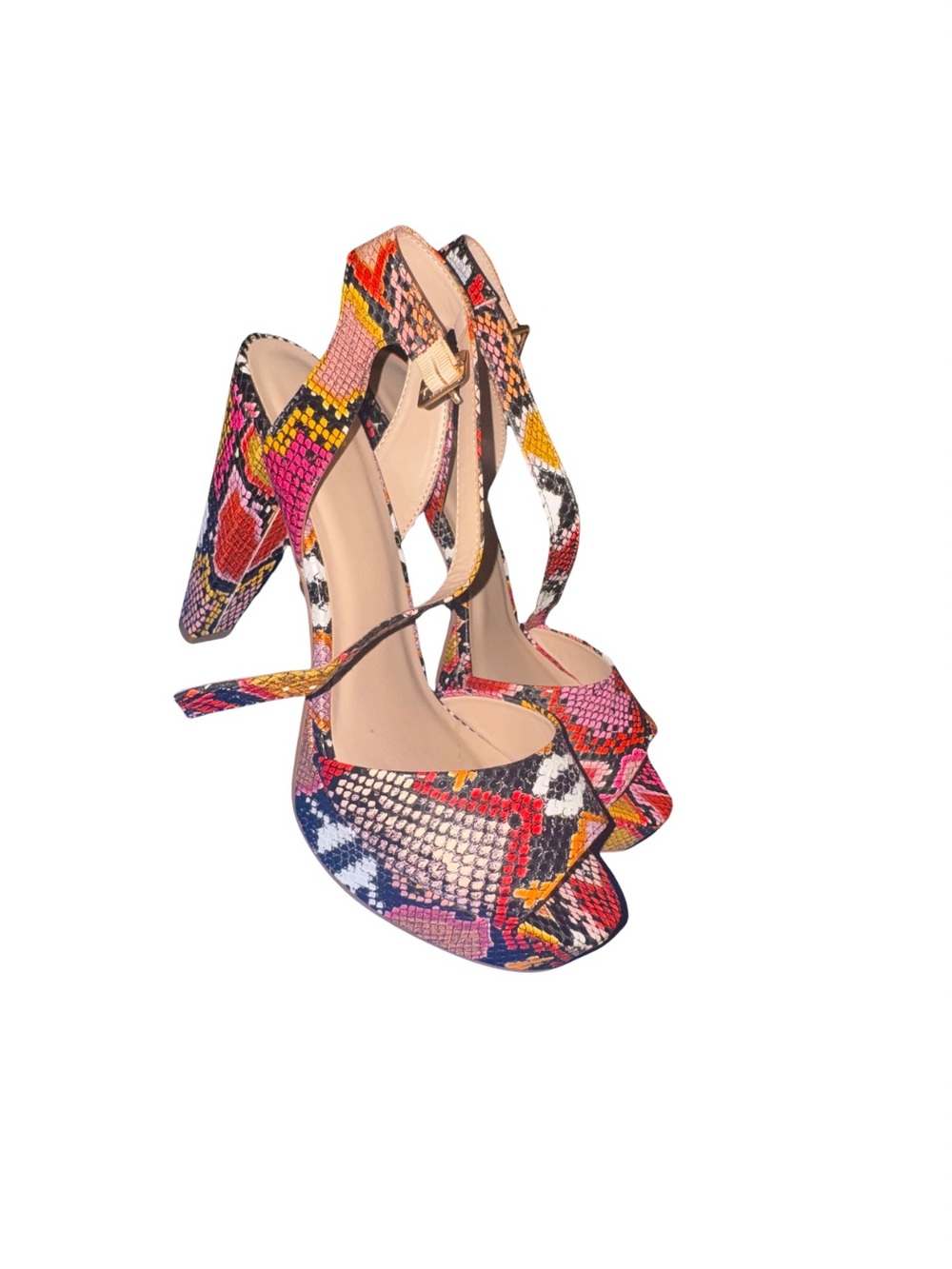 Multicolor Snake-Print High Heel Sandals - Women